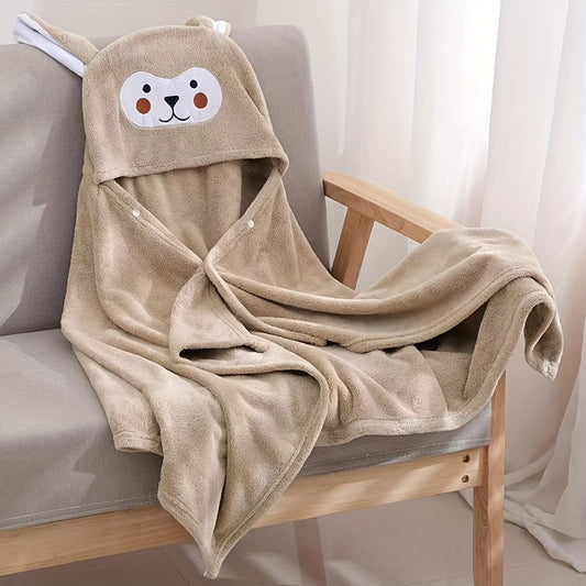 Bath Towel, Large Coral Velvet Thickened Cloak, Children Can Wear a Cloak Absorbent Soft Hooded Bath Towel