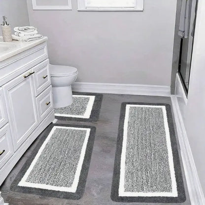 3 Piece Extra Large Bathroom Rugs Sets, Bathroom Shower Rugs With U Shaped Toilet Mat Absorbent Microfiber Plushes Non Slide Bath Rugs Sets Washable Rug