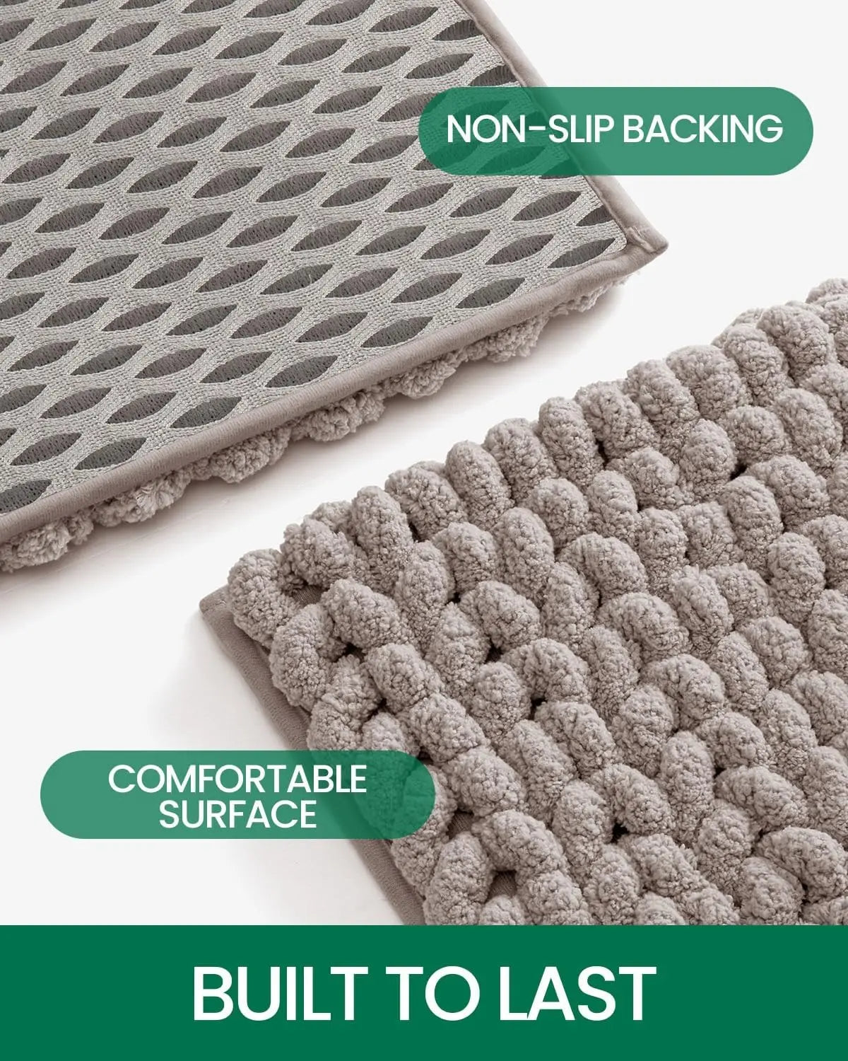 Lumi Luxury Bathroom Rug White Ultra Soft Quick Dry with Braid Design for Bathtub Absorbent Washable Laundry Use Microfiber Shower Fluffy Home Goods Thick Non-Slip Mat 17"x30"