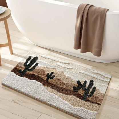 1pc Bathroom Rug Bath Mat, Desert Pattern Absorbent Premium Bathroom Rug, Non-Slip Comfortable Bathroom Mat for Bathroom Floor, Sink, Bathtub, Shower Room, Home Decor Christmas Decoration Christmas Gift