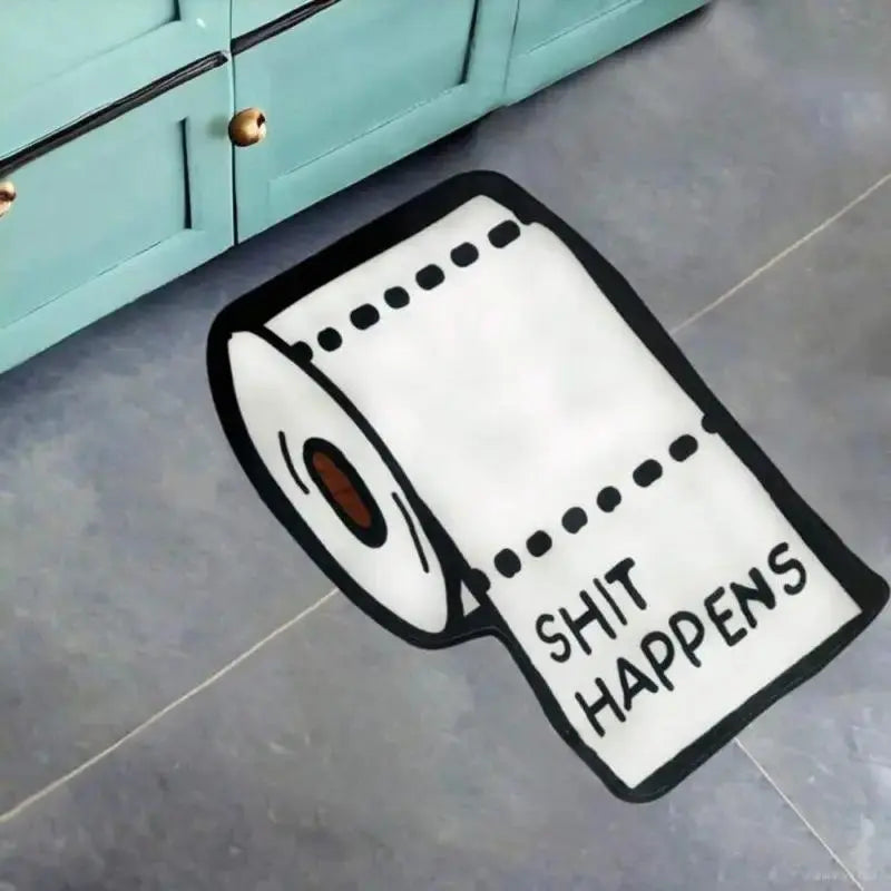 Modern Oval 1-Piece Soft Bath Mat - Funny Toilet Paper Shape, Slip-Safe Base with Stays Put Grip, Washable Home Supplies for Bathroom, Bedroom, Bathroom Floor Mat