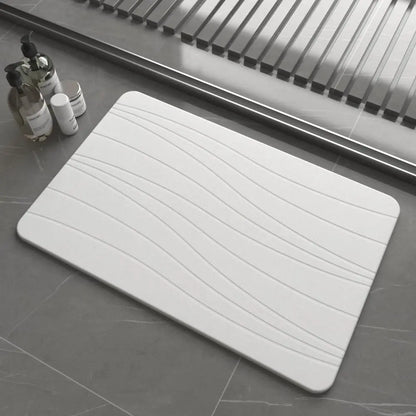 Stone Bath Mat for Bathroom, Diatomaceous Earth Mat - Fast-Drying, Non-Slip, Super Absorbent (23.6"×15.4" White Flow)