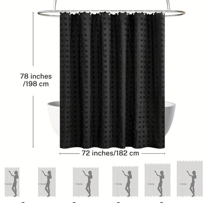 [Bohemian Polka Dot] Bohemian Chic Polka Dot Shower Curtain with White Hooks, Machine Washable Polyester Bathroom Decor