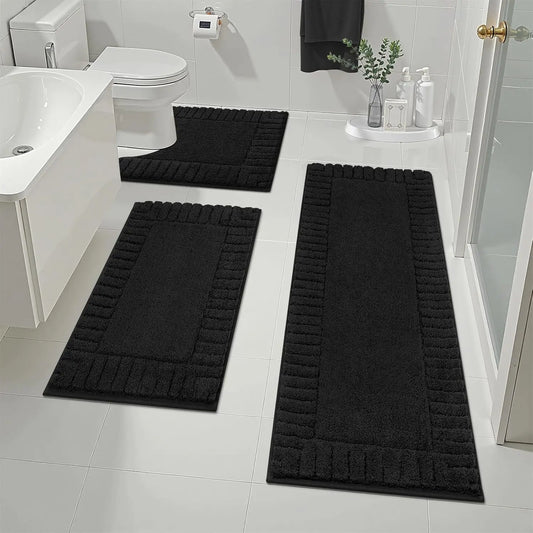 [Back to School] HEBE Bathroom Rugs Sets 3 Piece Bathroom Shower Rugs with U-Shaped Contour Toilet Mat Absorbent Microfiber Plush Bath Mats Non Slip Bath Rugs Machine Washable Shaggy Bath Mat Set summerwins,dorm essentials,home decor,home essentials