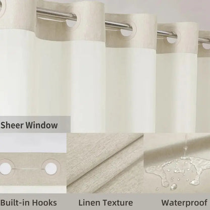 Double-layer shower curtain, simple waterproof bathroom curtain, modern interior bathroom decoration item, essential for home, hotel, salon, and dormitory