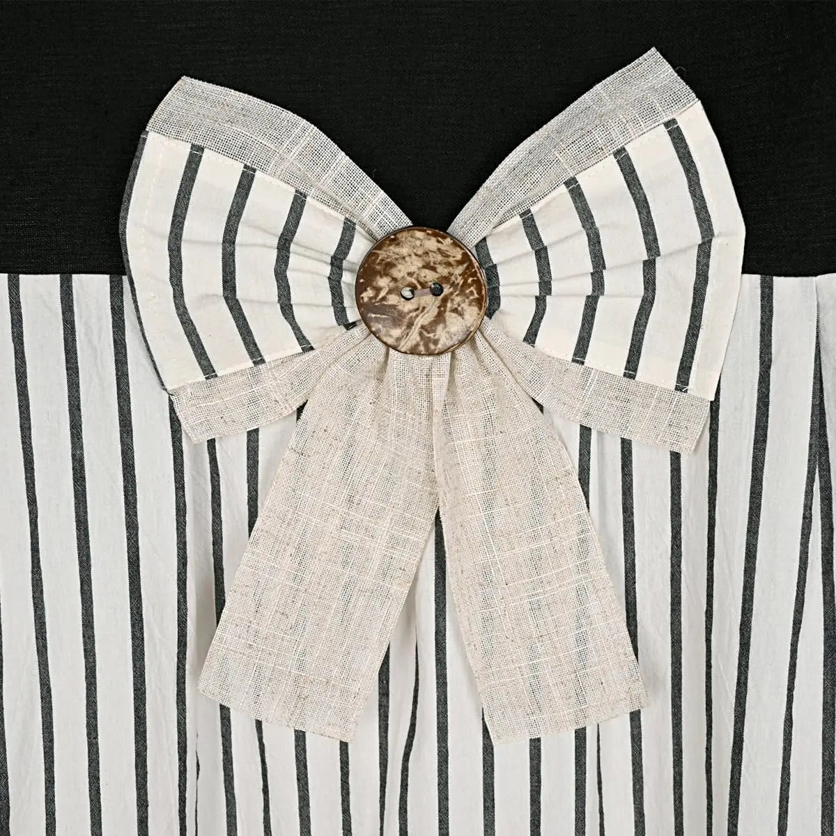 Black Linen Shower Curtain with Stripes Pattern and Bowknot Decorator for Elegant Bathrooms