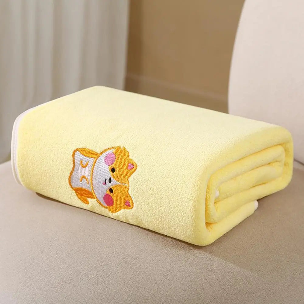 2026 New Arrival Ultra Soft Coral Fleece Bath Towel - Absorbent Thickened 105x110cm Lint-Free Neutral Unisex Quick-Dry Option with Cartoon Animals Embroidery Detail for Daily Shower