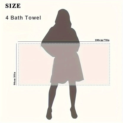4pcs Oversized Bath Towels Set 90x180cm (35.43x70.87in) Ultra Soft Absorbent Microfiber Towels In Black, Gray, Teal, Purple & White Quick Dry, Lightweight, Highly Absorbent for Bathroom, Spa, Gym & Travel. Made Of Premium Microfiber.