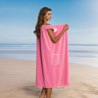 1pc Bath Towel, Absorbent and Quick-drying Wearable Bath Towel, Women's with Pocket, Super Soft Bath Towel, for Bathroom Bedroom Spa, Ideal Bathroom Supplies