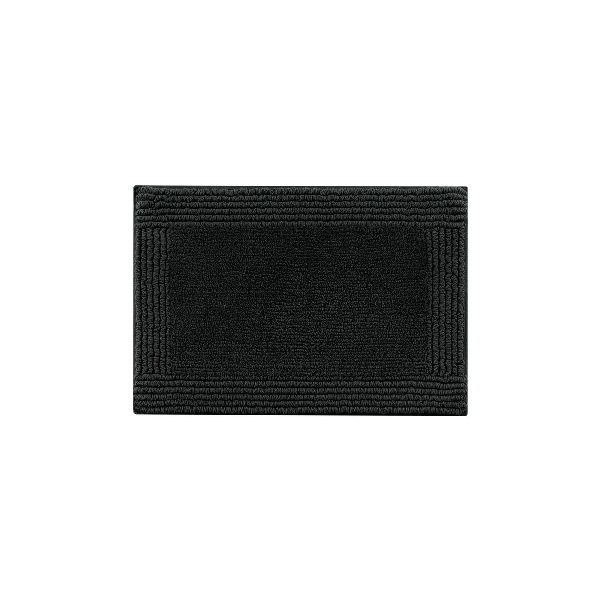 17x24 Inch 100% Cotton Tufted Bath Rug, 3000 GSM Reversible Bathroom Mat, Plush Absorbent Floor Mat for Shower, Vanity, Tub, Black, Machine Washable, Medium Pile 0.5 Inch