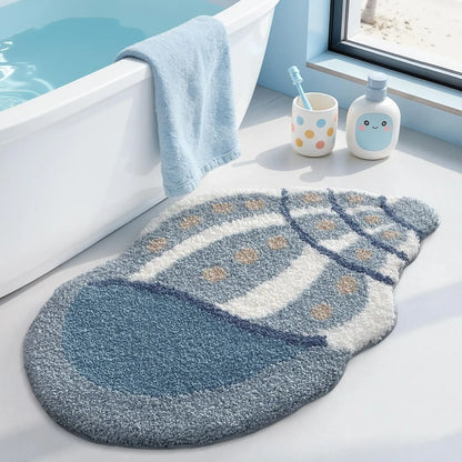 LUMI Thick Ocean Shell Beach Bathroom Rug, Non-Slip Ultra Soft Washable Absorbent Quick Dry Microfiber Mat, 20"x35" for Shower Floor, Bathroom Decor