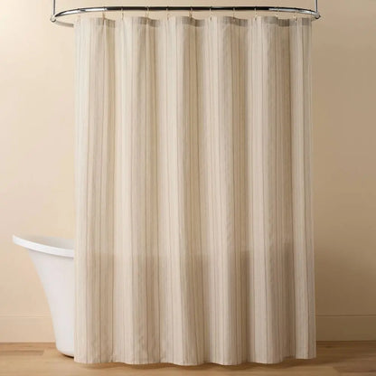 Minimalist Decorative Green Vertical Stripe Linen-Cotton Shower Curtain, Hanging Bathroom Accessory - Hearth & Hand with Magnolia