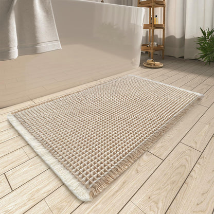 Upgraded Waffle Bath Mat Ultra Absorbent Non Slip Bathroom Mat, 17" x 24"
