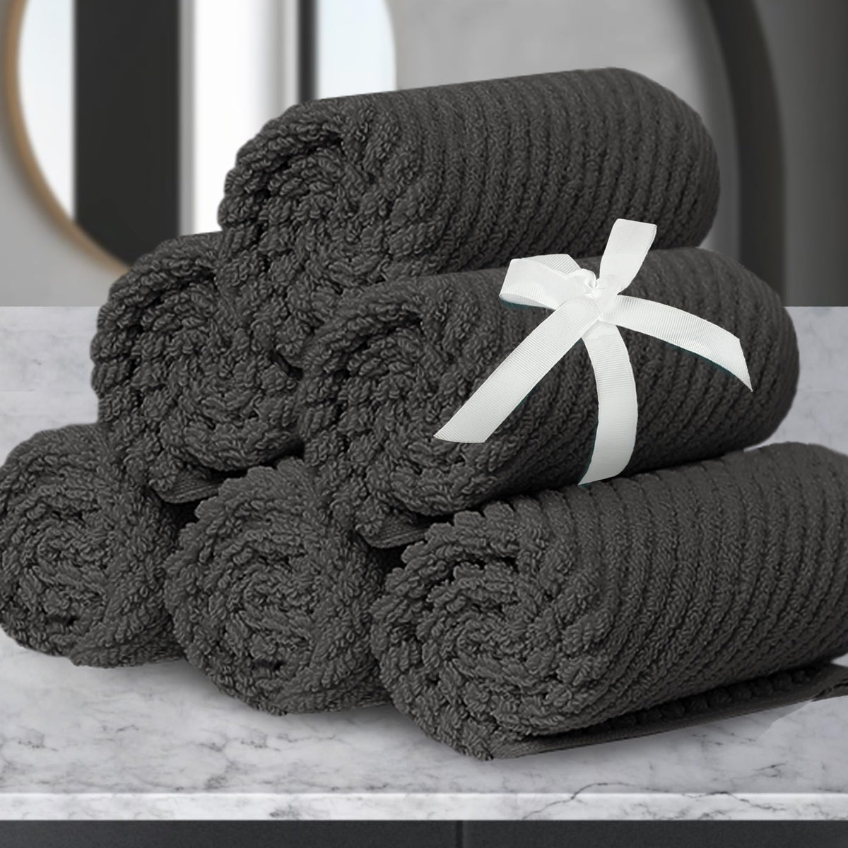 VOOVA & MOVAS 6PC Towel Set, 100% Cotton, Aqua Teal