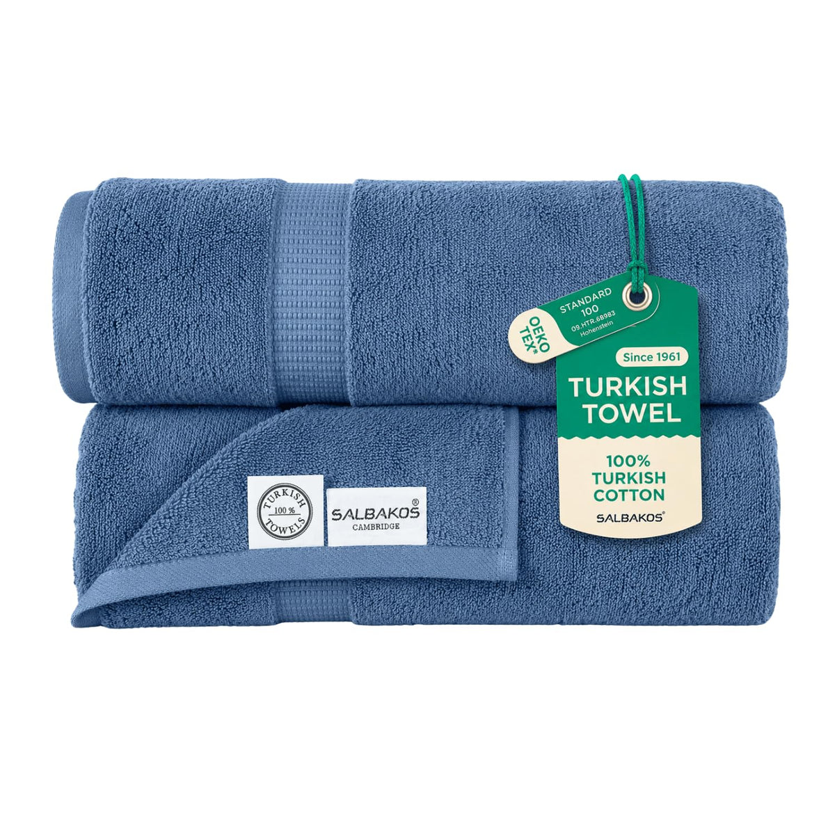 SALBAKOS 4-Piece 100% Turkish Cotton Bath Towels, 27x54 inch, White