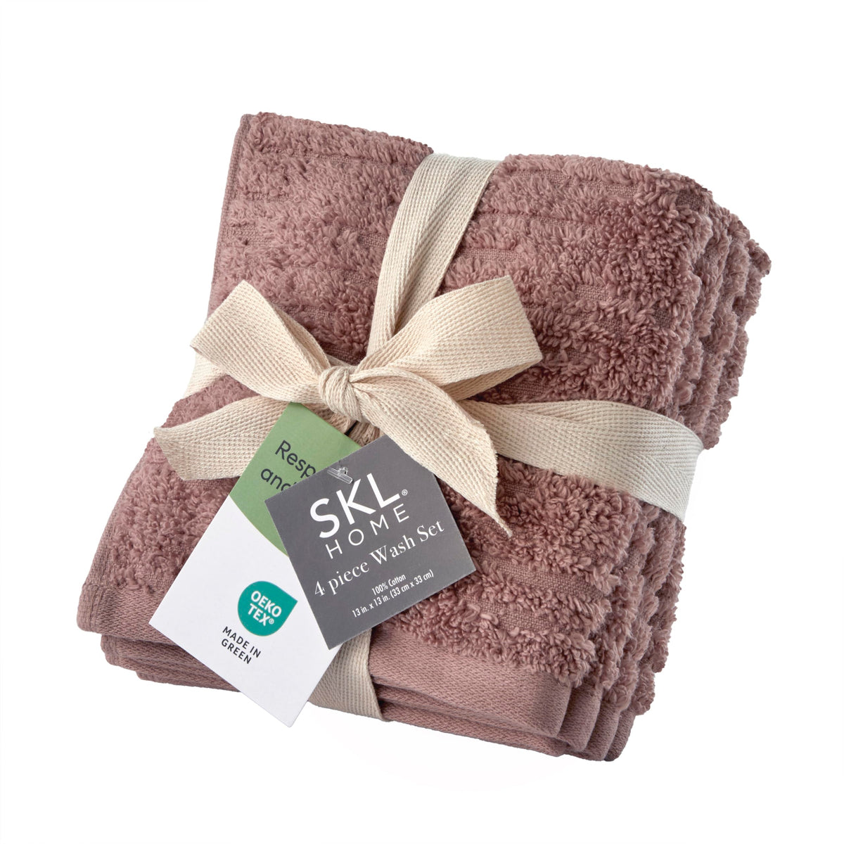 SKL Home CloudSoft Hand Towel Set, 2-Piece, 100% Cotton Luxury, Oatmeal