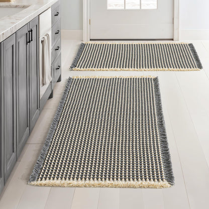 MIULEE Set of 2 Waffle Bathroom Rugs Boho Bath Mat Brown 18x30 Inch