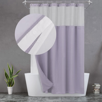 N&Y HOME Waffle Weave Shower Curtain with Snap-in Liner Set White, 71x72