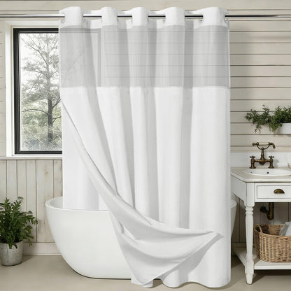 SORTTO Ringless Slub Shower Curtain with Snap in Liner, 71x74, Black