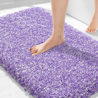 Yimobra Bathroom Rugs Non Slip Washable, Ultra Soft and Water Absorbent Bath Mats, Fluffy Shower Mat Outside, Plush Matts for Bathroom Floor/Sink, 24X17, Home Decor Accessories, Light Gray and White