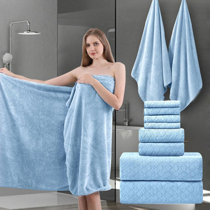 Ycosy 8-Piece Bath Towels Set,2 Oversized Bath Sheet,2 Hand Towels and 4 Washcloths - 600 GSM Soft Microfiber Highly Absorbent Quick Dry Shower Towel Collection for Bathroom Hotel and Spa,Mint Green