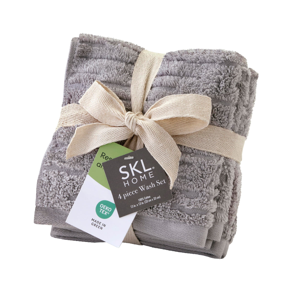 SKL Home CloudSoft Hand Towel Set, 2-Piece, 100% Cotton Luxury, Oatmeal