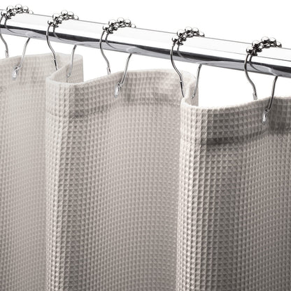 AmazerBath White Shower Curtain Fabric, Waffle Shower Curtains for Bathroom, Cloth Shower Curtain Heavy Duty, Thick Bathroom Shower Curtains Hotel Quality, Premium Polyester, 72x72 Inches