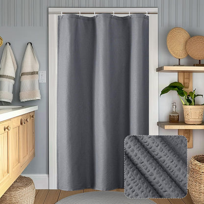 OWENIE Pink Shower Curtain for Bathroom 72x72 Inch, 3D Embossed Textured Waffle Fabric Shower Curtains, Soft Hotel Farmhouse Style, Water Repellent, Machine Washable, Pink, 72" W x 72" L