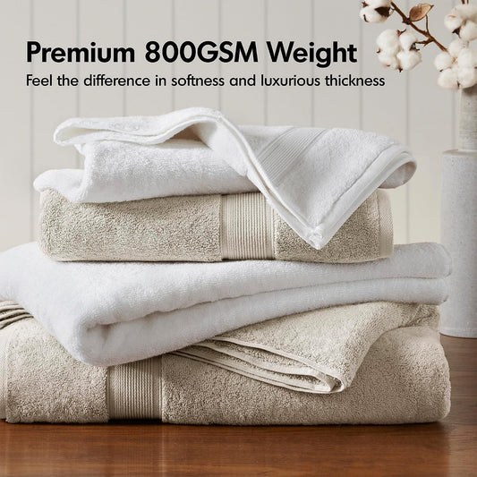 Madison Park 800GSM 100% Cotton Bathroom Bath Towel Set of 8, Natural
