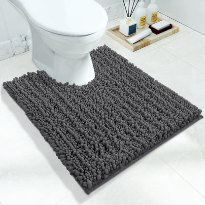 Yimobra Bathroom Rugs Non-Slip Washable – Extra Soft & Absorbent Chenille Bath Mat, Quick-Dry Plush Shaggy Floor & Vanity Bath Rugs for Tub & Shower, Modern Home Decor Accessories, 24 x 17, Grey