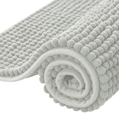 SUBRTEX Bathroom Rugs Chenille Bath Rug Soft Short Plush Bath Mat Soft Shower Mat Water Absorbent Shower Mat Quick Dry Machine Washable(White,18" x 24")