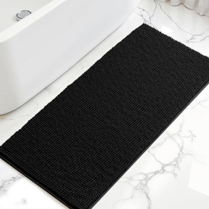 SUBRTEX Bathroom Rugs Chenille Bath Rug Soft Short Plush Bath Mat Soft Shower Mat Water Absorbent Shower Mat Quick Dry Machine Washable(White,18" x 24")