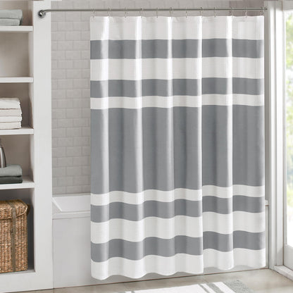 Madison Park Spa Waffle Shower Curtain for Bathroom, 72 x 72, Grey
