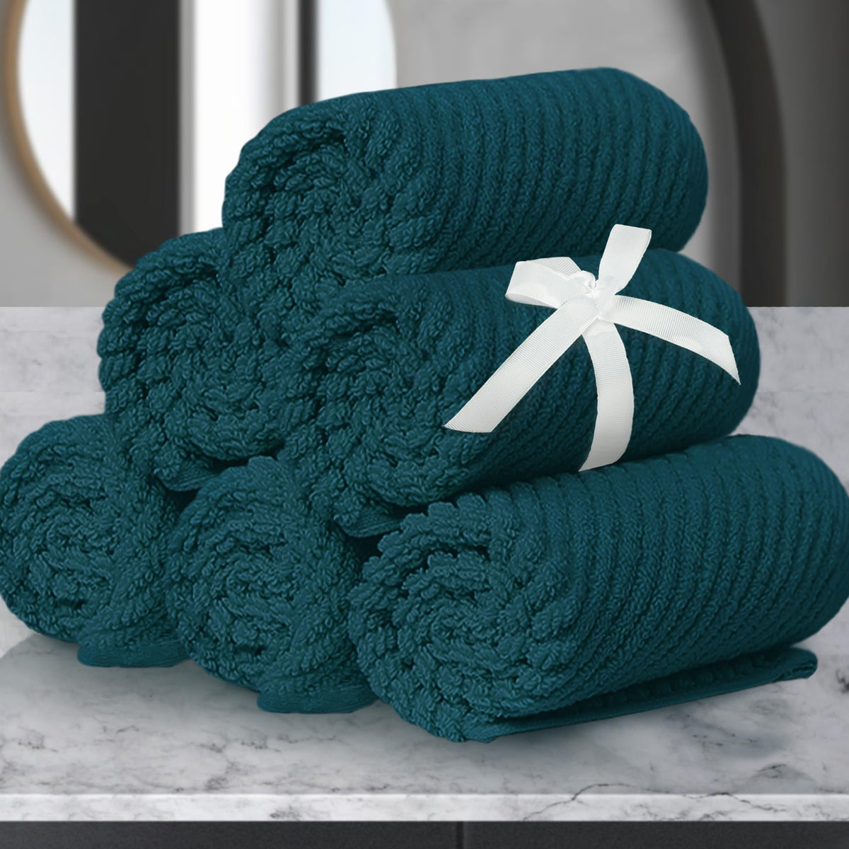 VOOVA & MOVAS 6PC Towel Set, 100% Cotton, Aqua Teal