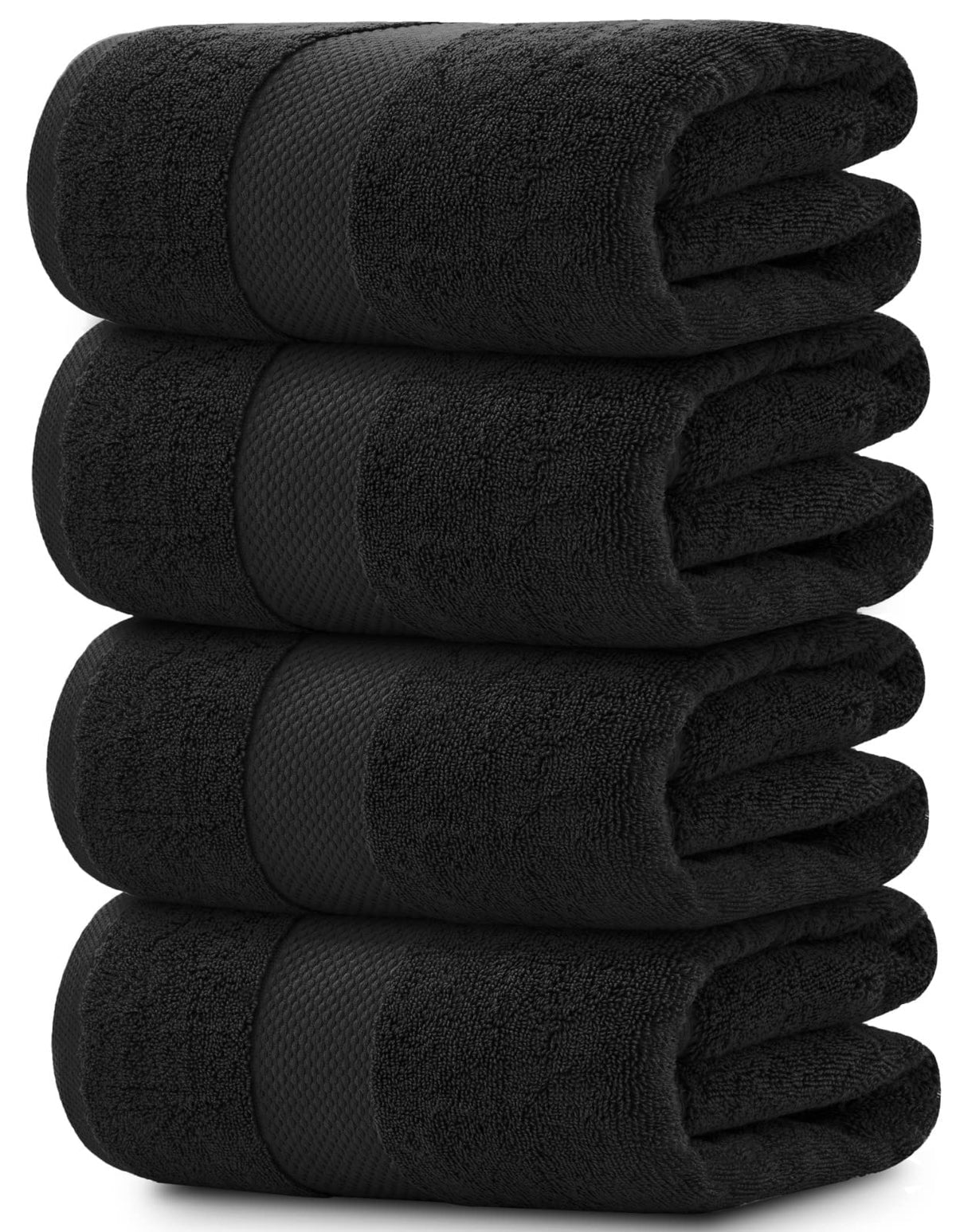 White Classic Luxury Dolphin Gray Bath Towels 4 Pack, 27x54, Turkish Cotton
