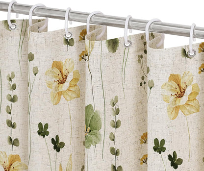 Gibelle Sage Green Beige Watercolor Floral Fabric Shower Curtain 72x72