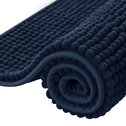 SUBRTEX Bathroom Rugs Chenille Bath Rug Soft Short Plush Bath Mat Soft Shower Mat Water Absorbent Shower Mat Quick Dry Machine Washable(White,18" x 24")