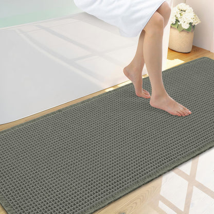 Smiry Waffle Bath Mat 30X20, Extra Soft Absorbent Bathroom Rugs, Brown