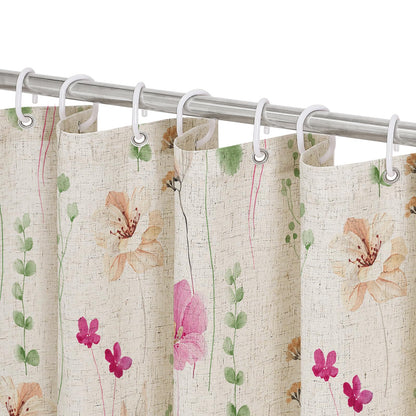 Gibelle Sage Green Beige Watercolor Floral Fabric Shower Curtain 72x72