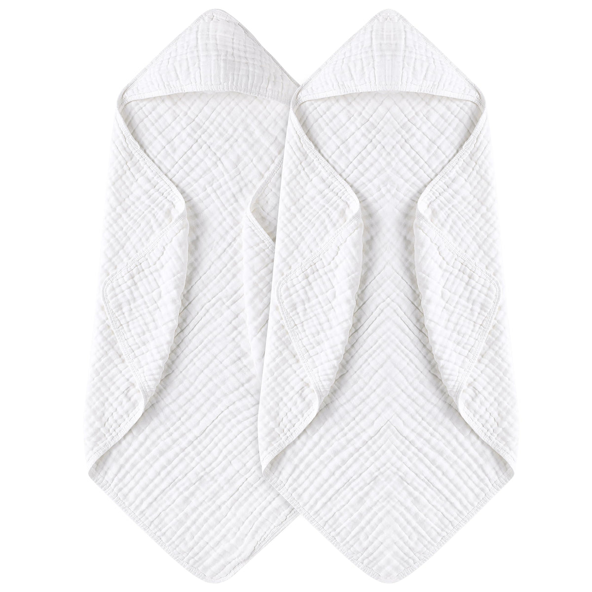 Yoofoss Hooded Baby Bath Towels 2 Pack 100% Muslin Organic Cotton with Hood
