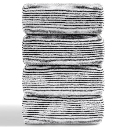 4 Piece Bath Towel Set 35"x70"Oversized Bath Towel for Bathroom Ultra Soft Fluffy Extra Large Bath Sheet Luxury Premium Bathroom Towel Highly Absorbent Quick Dry Shower Towel for Hotel Spa,Black White