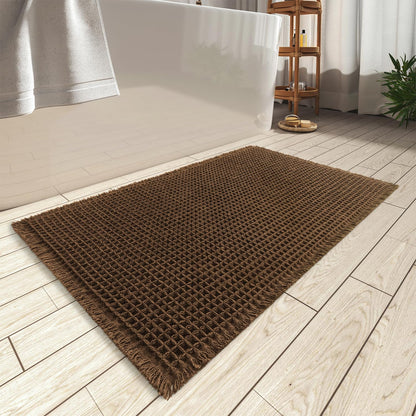 Upgraded Waffle Bath Mat Ultra Absorbent Non Slip Bathroom Mat, 17" x 24"