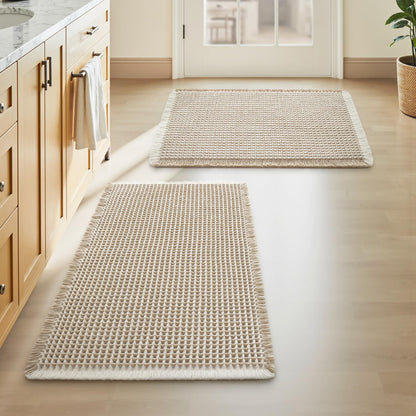 Upgraded Waffle Bath Mat Ultra Absorbent Non Slip Bathroom Mat, 17" x 24"