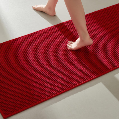 TYUU Bathroom Rugs Non Slip Washable, Super Absorbent Thin Bath Mat Small Quick Dry Low Pile Bathroom Rug, White 16"x24" / 1'4" x 2'
