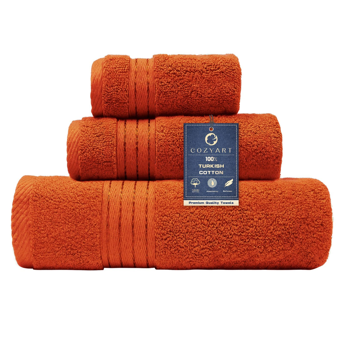 COZYART Luxury Bath Towel Set 6 Pcs, Dark Green 100% Turkish Cotton 650 GSM