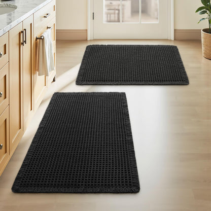 Upgraded Waffle Bath Mat Ultra Absorbent Non Slip Bathroom Mat, 17" x 24"