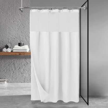 N&Y HOME Waffle Weave Shower Curtain with Snap-in Liner Set White, 71x72