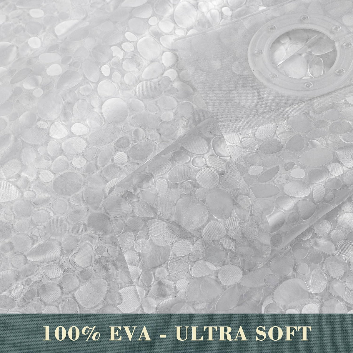 No Hook Shower Curtain or Liner, Standard Size 71 x 74, Pebble
