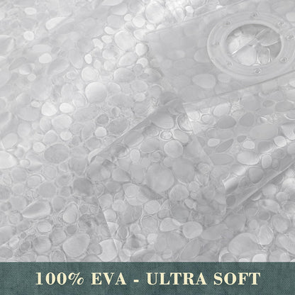 No Hook Shower Curtain or Liner, Standard Size 71 x 74, Pebble