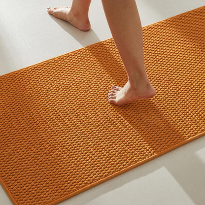 TYUU Bathroom Rugs Non Slip Washable, Super Absorbent Thin Bath Mat Small Quick Dry Low Pile Bathroom Rug, White 16"x24" / 1'4" x 2'